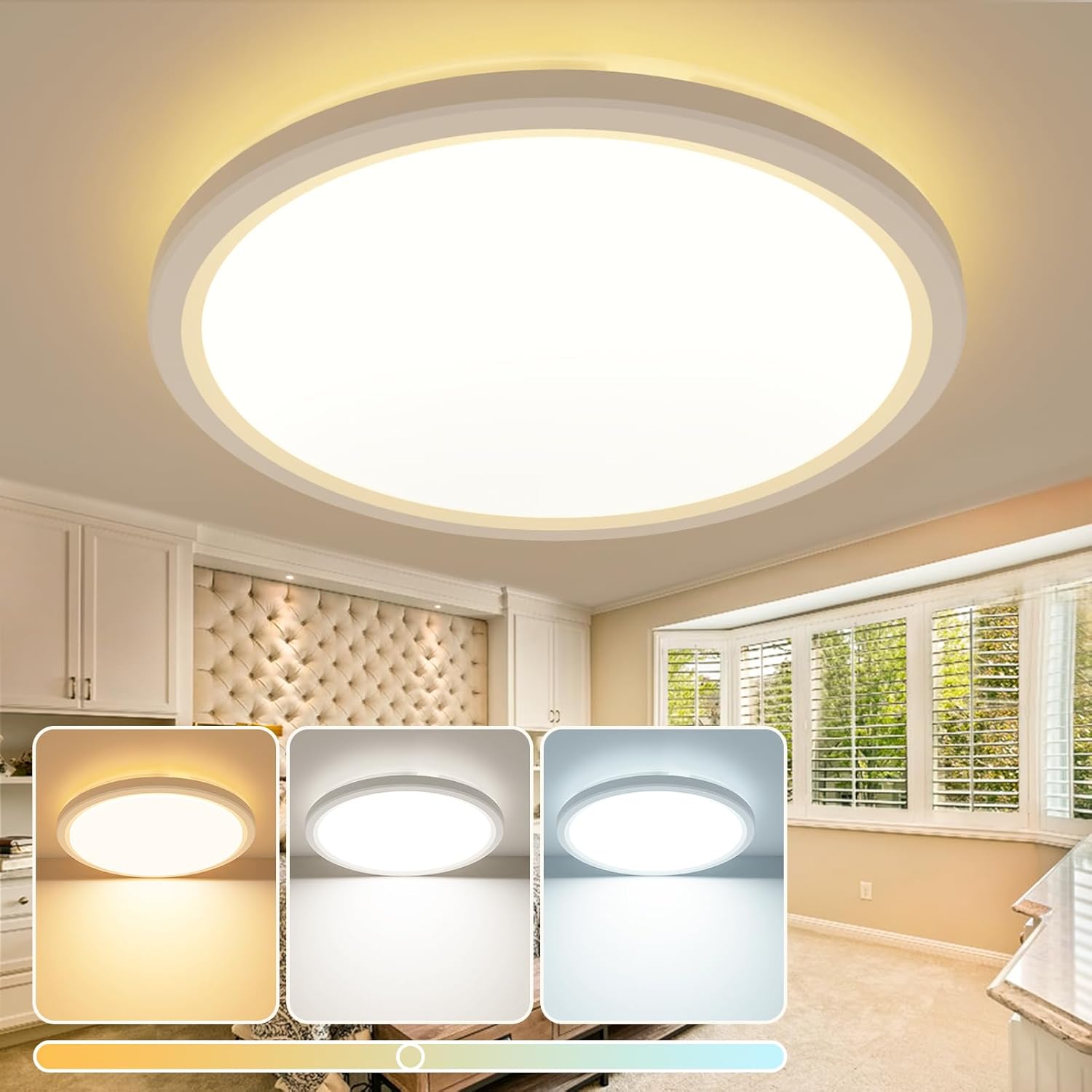 slochi LED Ceiling Lights,Ø29CM 24W 2400LM Round Bathroom Lights,3000K/4000K/650...