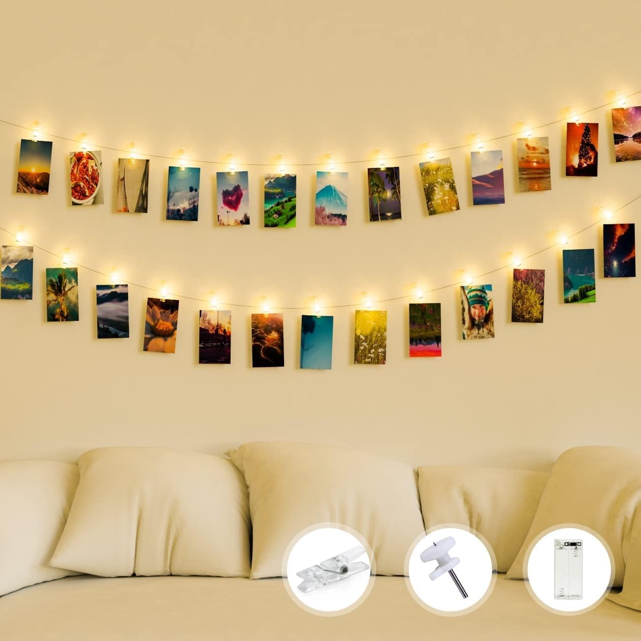 Kolpop 30LED Photo Clip String Lights, 3M Photo Peg Fairy Lights Indoor with 15...