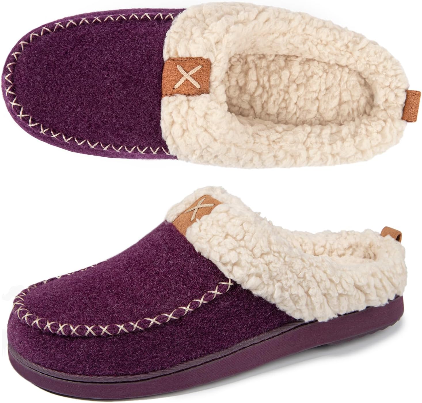 LongBay Women's Faux Wool Slippers, Sherpa Memory...