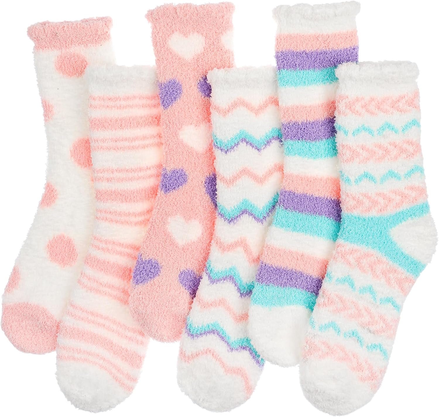 Blu Ninfee Fluffy Socks Womens 4-7, 6 Pairs Ladies Thermal Bed Cosy Socks for Wo...