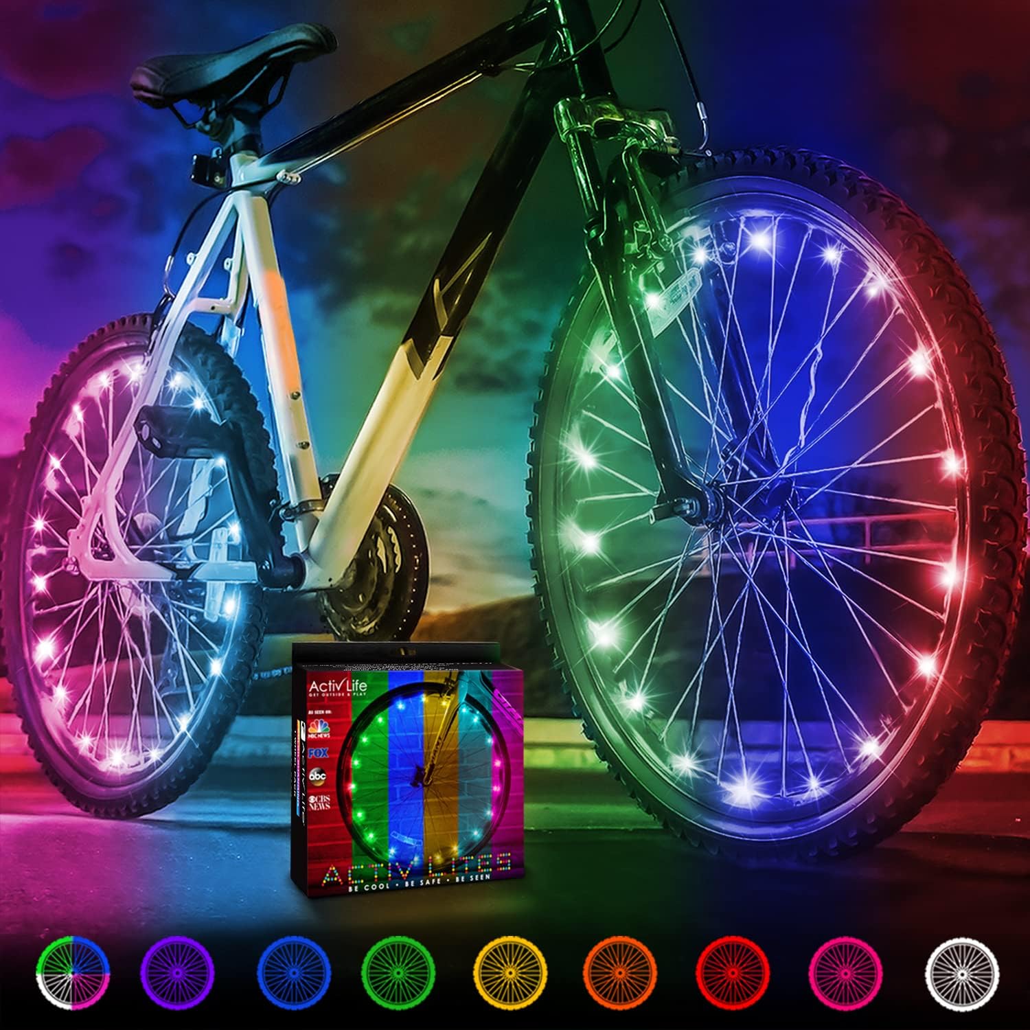 Activ Life 2-Tire Pack LED Bike Wheel Lights with Batteries Included, Get 100% B...