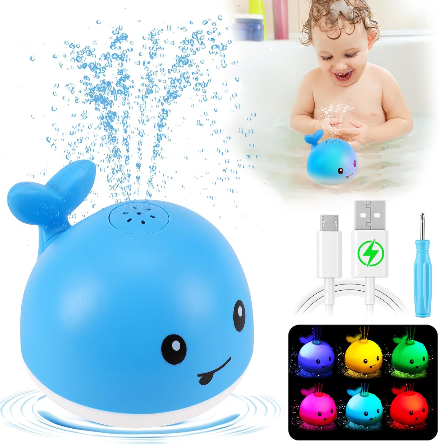 Gigilli Light up Whale Bath Toys for Babies 6-12 12-18 Months or Kids Ages 1-3,...