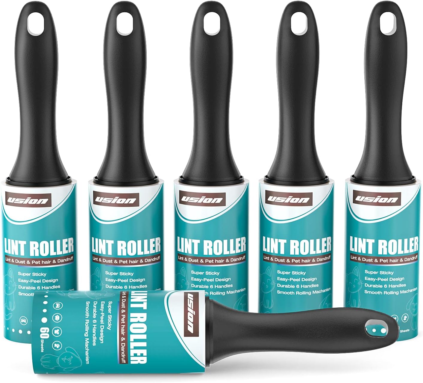 Lint Roller for Pet Hair [8m 60-Sheet Rolls,6 Pack], Extra Sticky Pet Hair Remov...