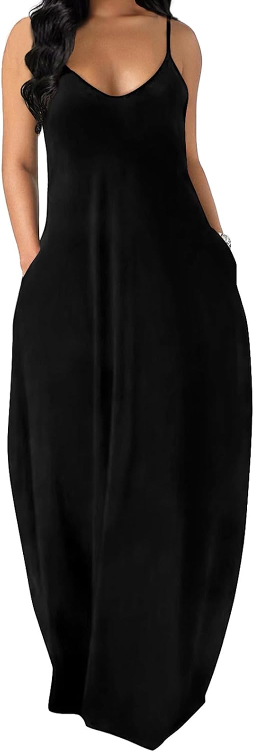 OFEEFAN Women's Maxi Dresses Summer Spaghetti Stra...