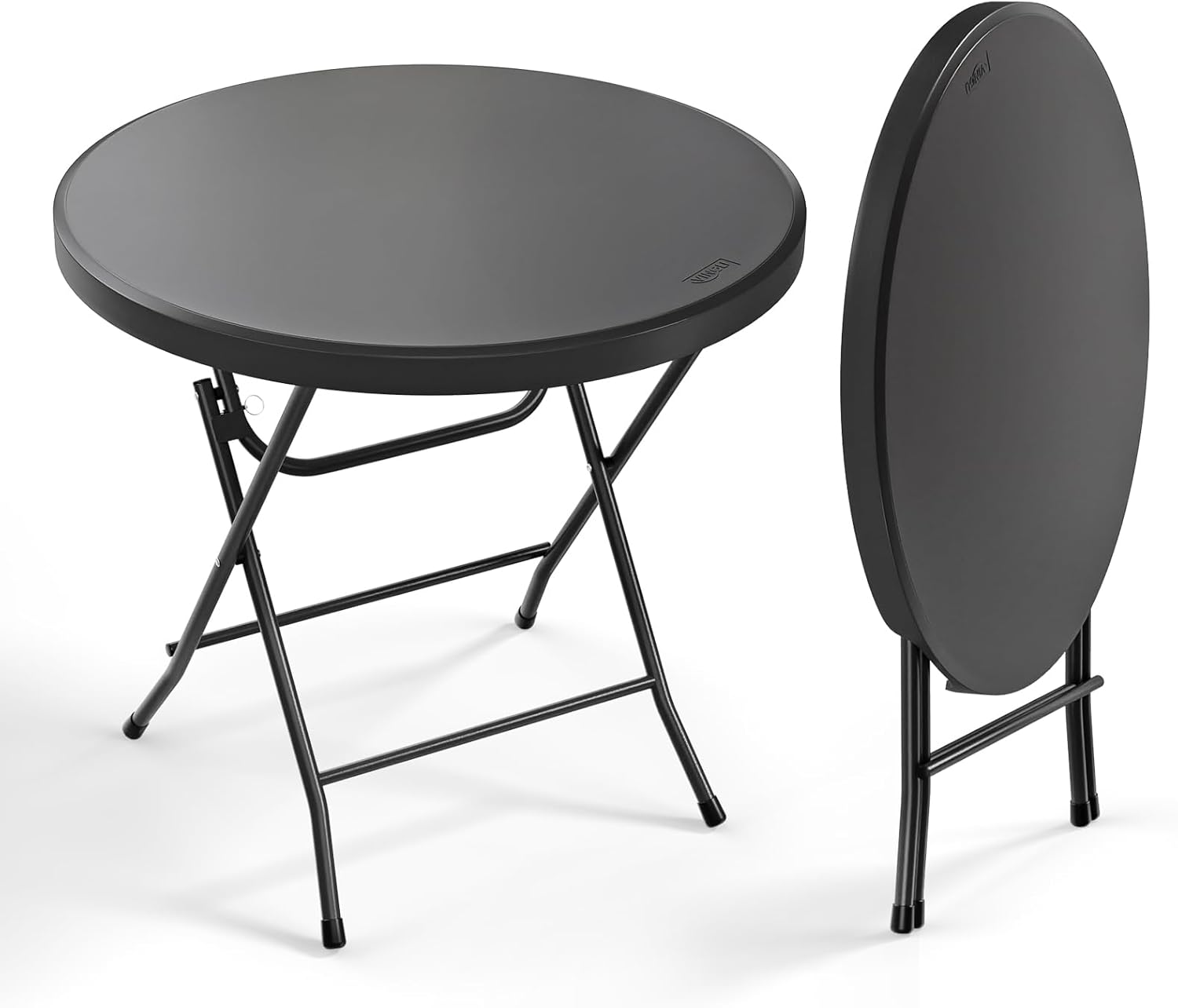 VINGLI 32" Round Folding Commercial Banquet Table, Portable Plastic Coffee Card...