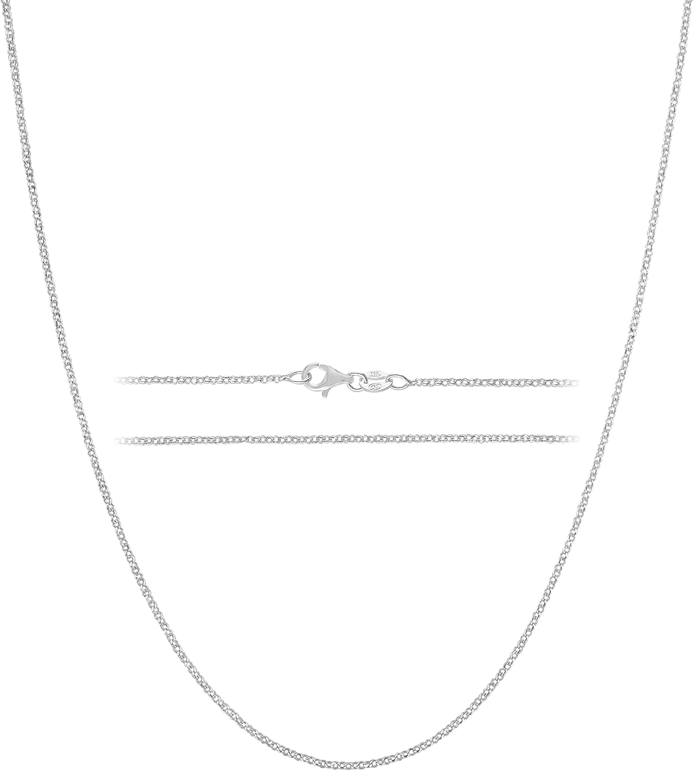 KISPER Solid 925 Sterling Silver Chain Necklace - Diamond Cut Cable Link Chain –...