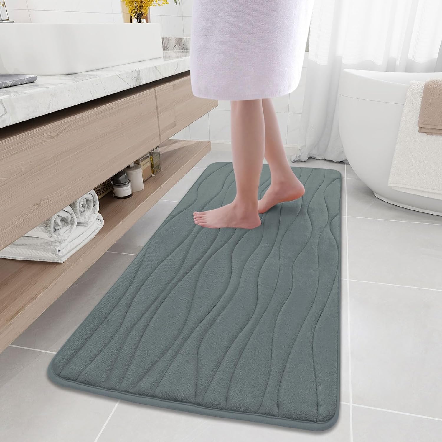 Buganda Memory Foam Bathroom Rug Mat 54x24, Extra Soft and Absorbent Bath Mats,...