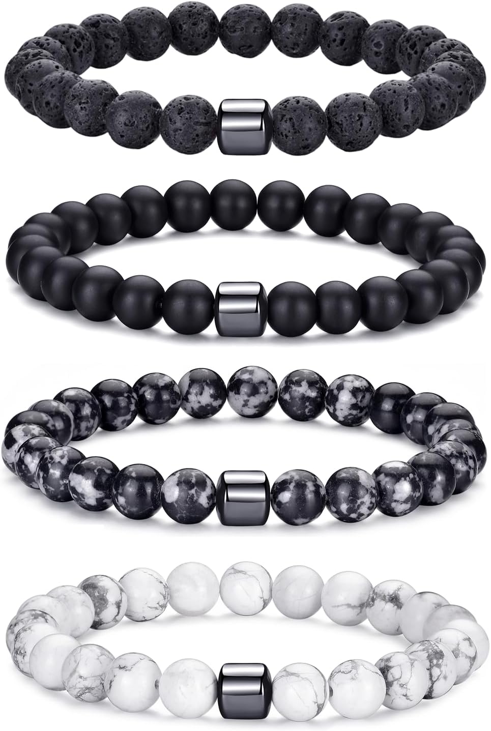 RANKEEF Tiger Eye Bracelet For Men 8MM Natural Stone Beads Bracelet Set Stretch...