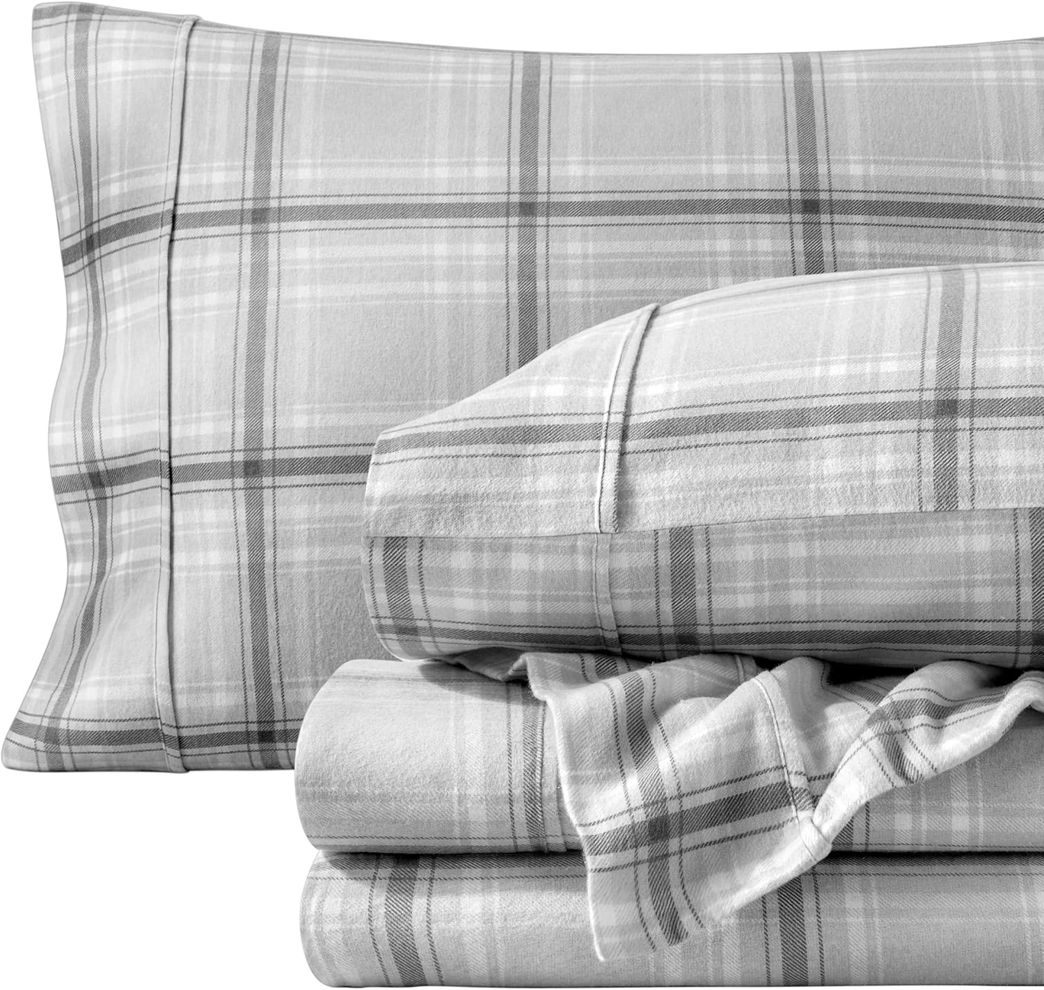 Bare Home Flannel Sheet Set Prints, 100% Cotton, Velvety Soft Heavyweight - Doub...