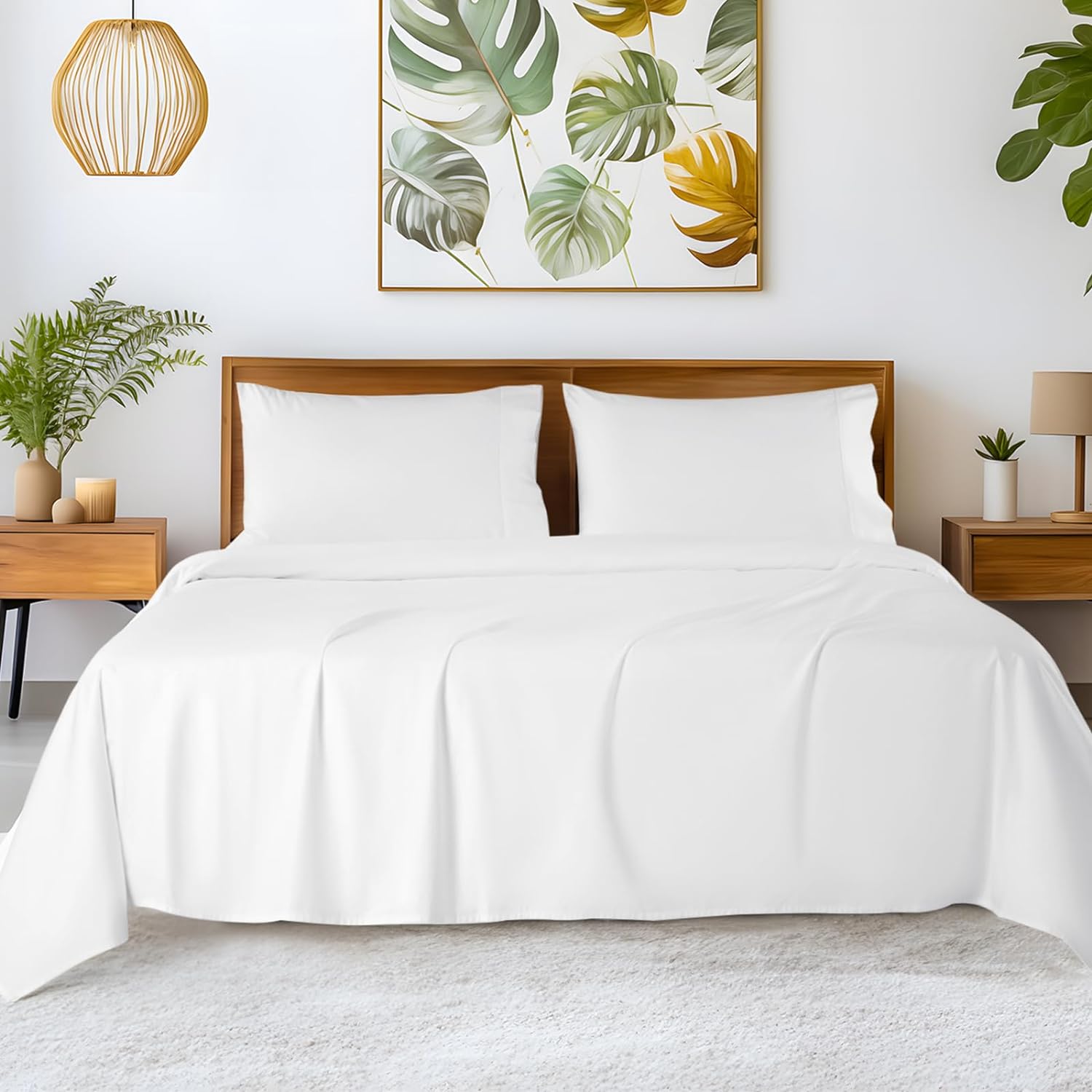 SONORO KATE 100% Egyptian Cotton Sheets - 1200 Thread Count, Luxury & Cooling Ho...