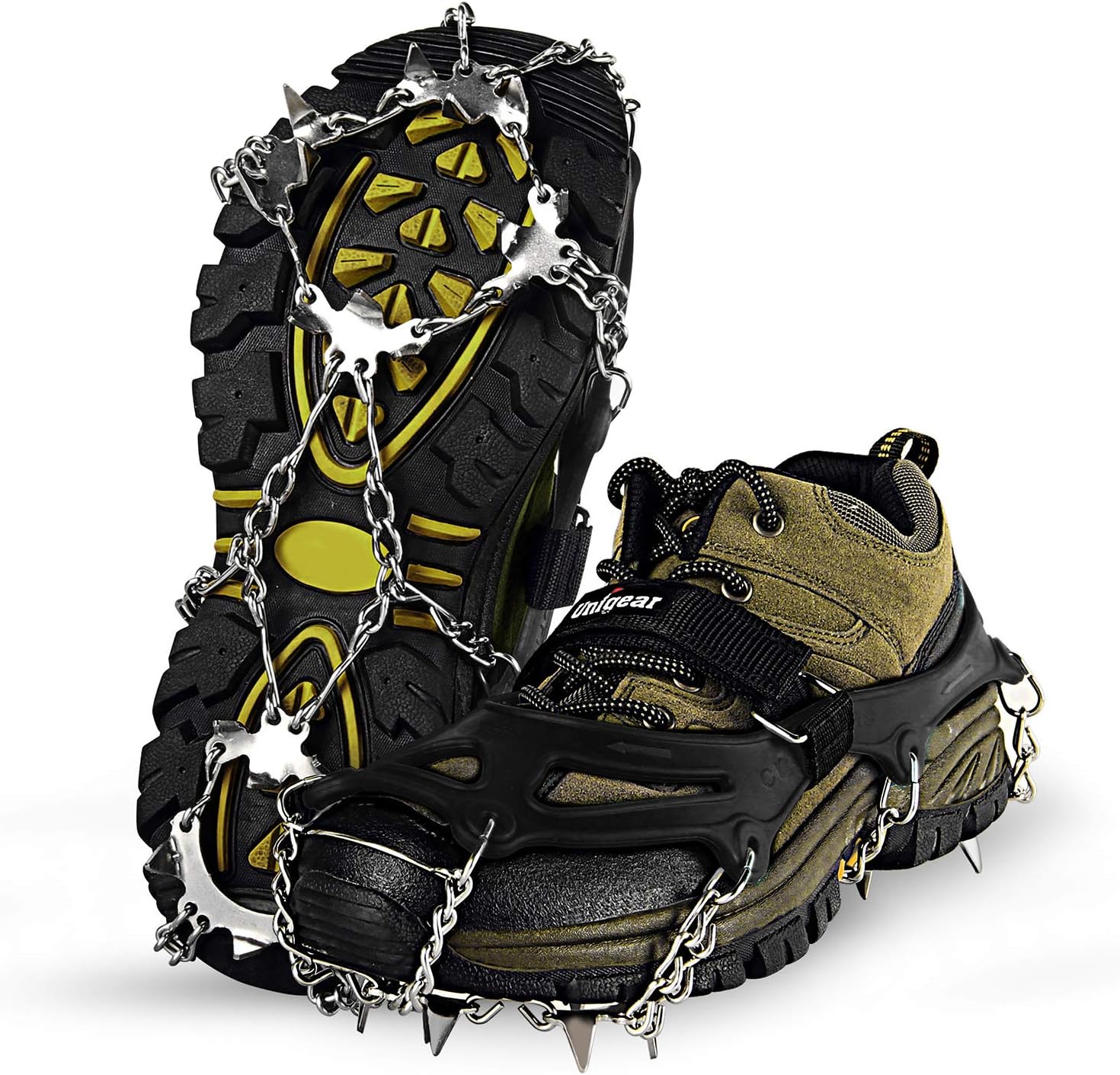 Unigear Crampons for Hiking Boots, Ice Snow Grips Snow Spikes Ice Cleats Tractio...