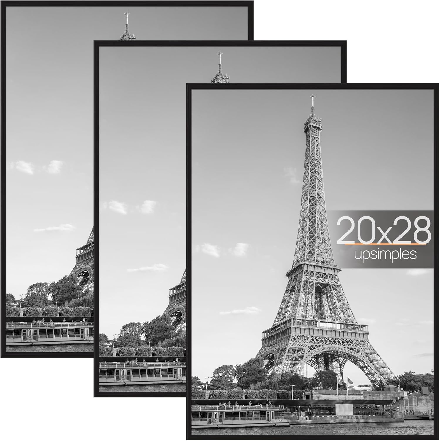 upsimples 20x28 Picture Frame Black 3 Pack, Scratch-Proof Poster Frames 20 x 28...