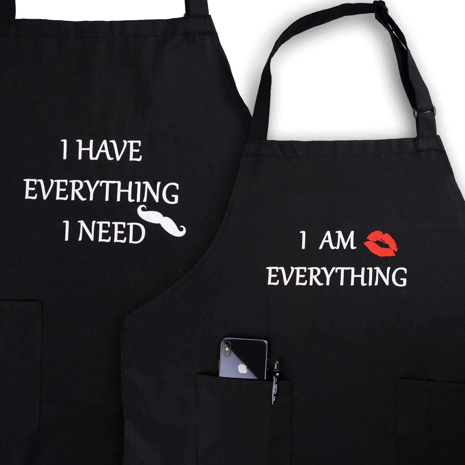 YIKA Apron Couples, Valentines Day Gifts for Couples: Waterproof Aprons for Wome...