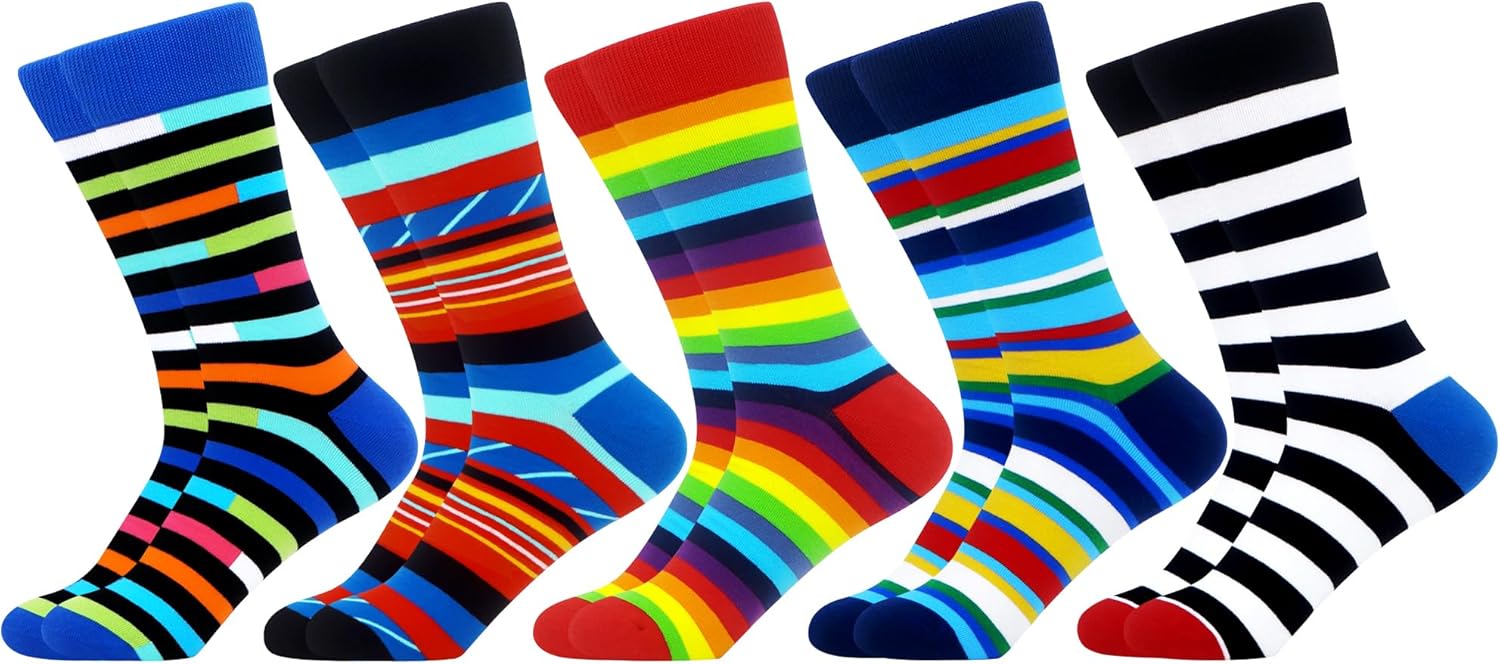 WeciBor Mens Dress Colorful Novelty Funny Casual Combed Cotton Crew Socks 5 Pack...