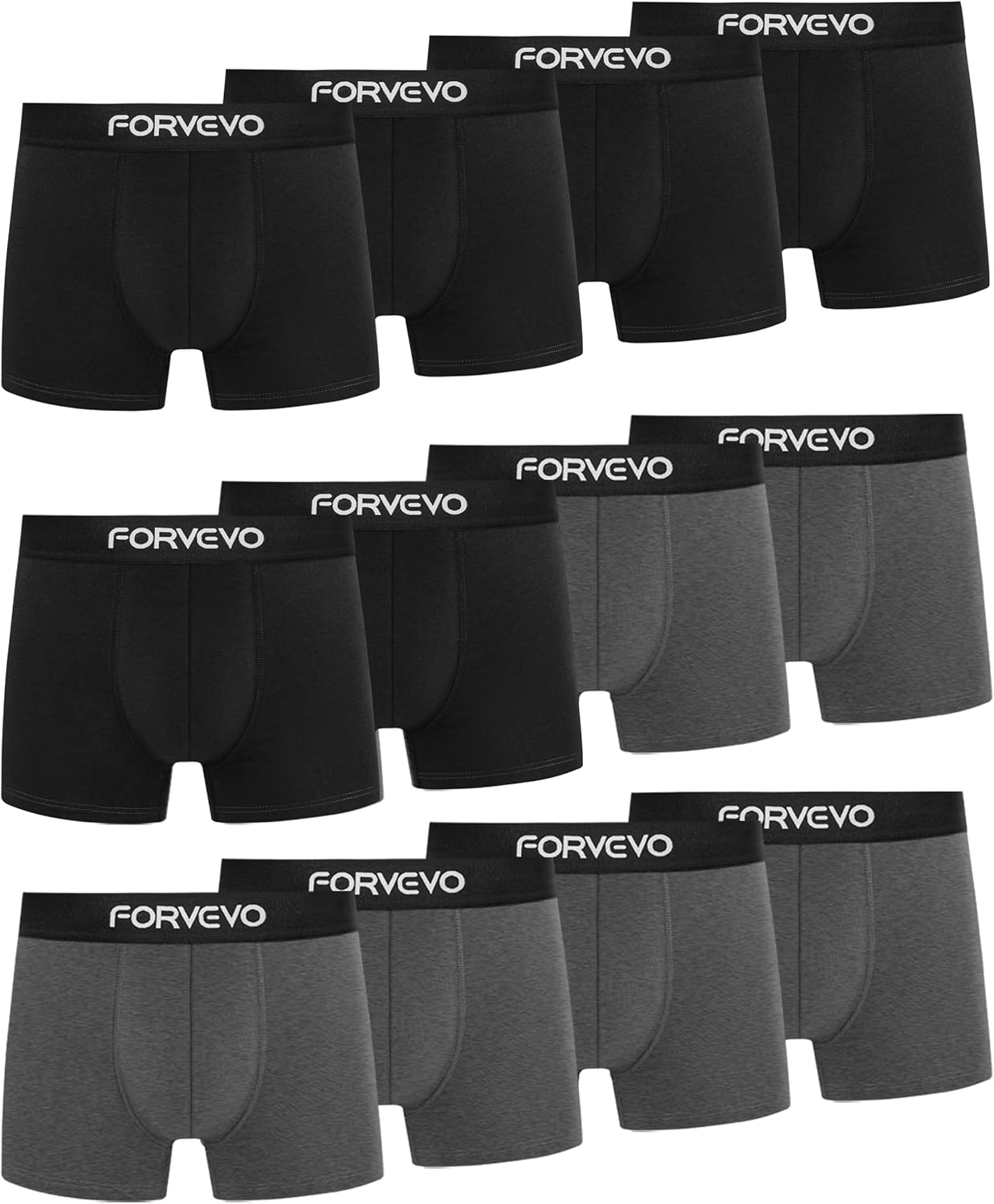 FORVEVO Mens Boxers Shorts 12 Pack, Cotton Underwe...