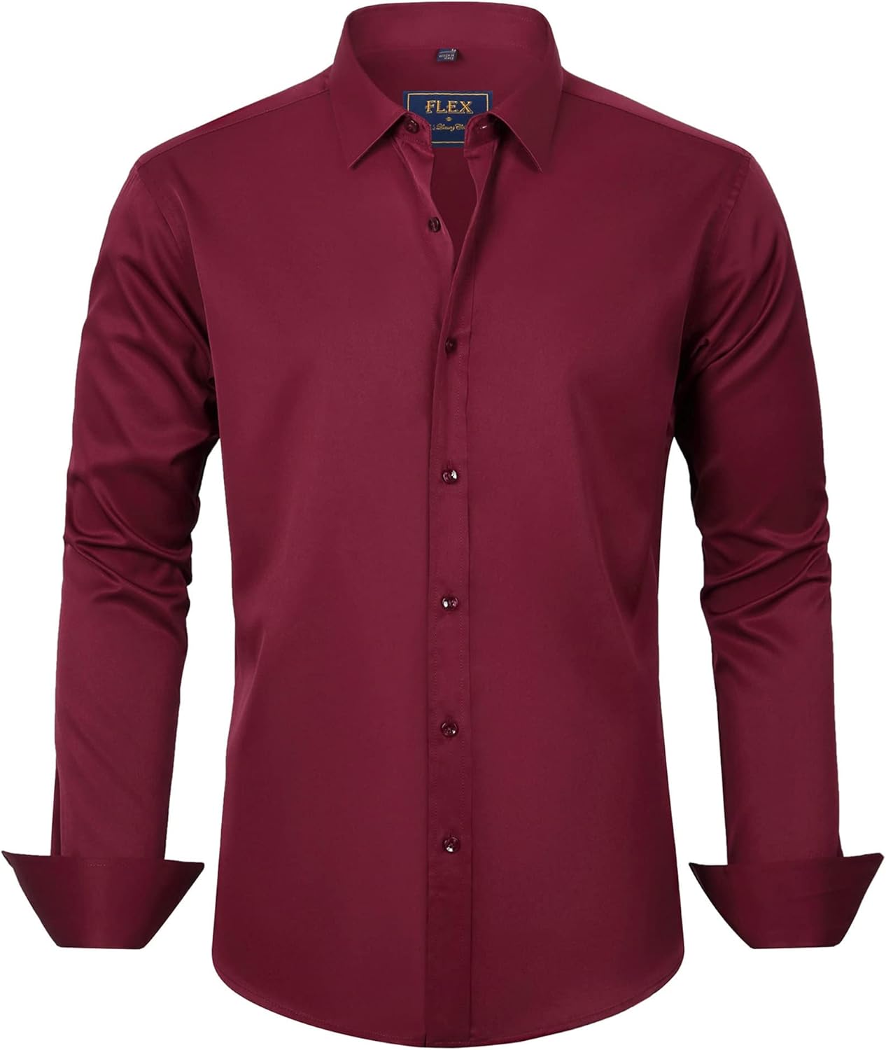 J.VER Men's Long Sleeve Plain Stretch Dress Shirt Casual Non Iron Business Forma...