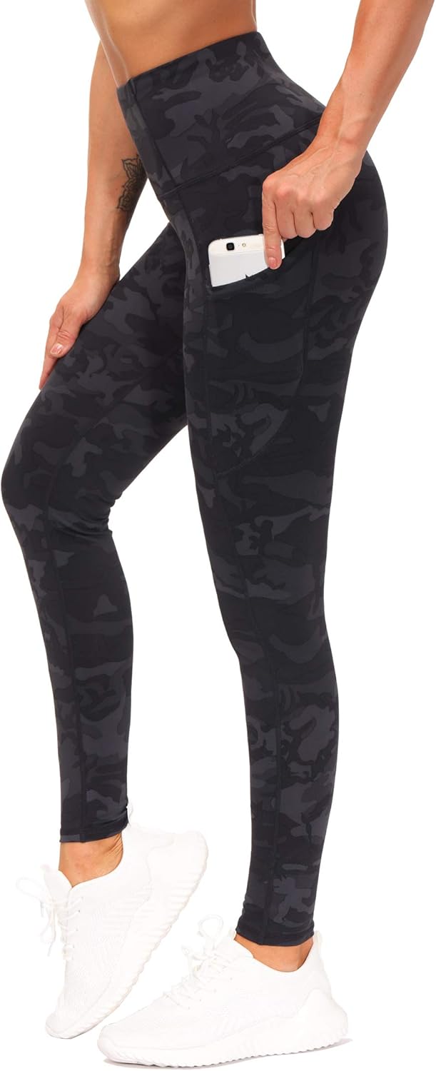 THE GYM PEOPLE Thick High Waist Yoga Pants with Pockets, Tummy Control Workout R...