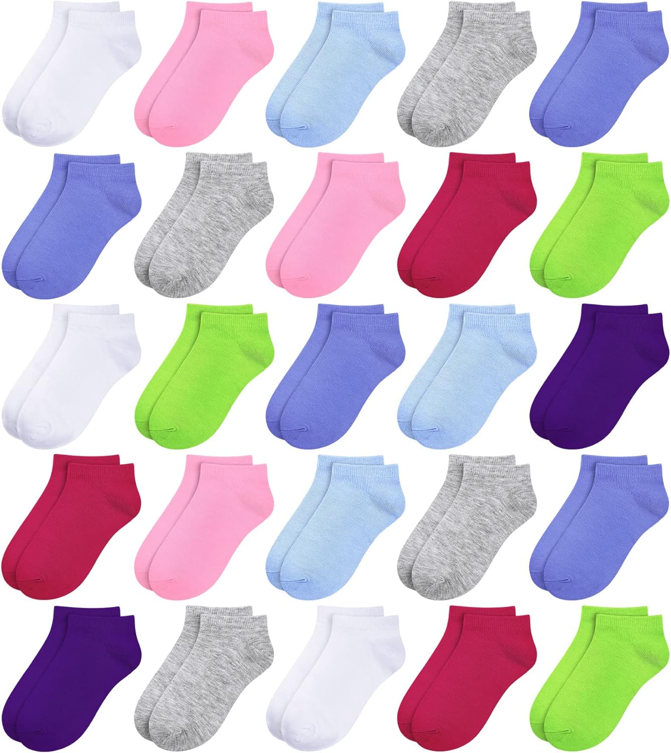 BOOPH 25 Pack Kids Low Cut Ankle Socks Boys Girls Half Cushion Athletic Socks 9-...