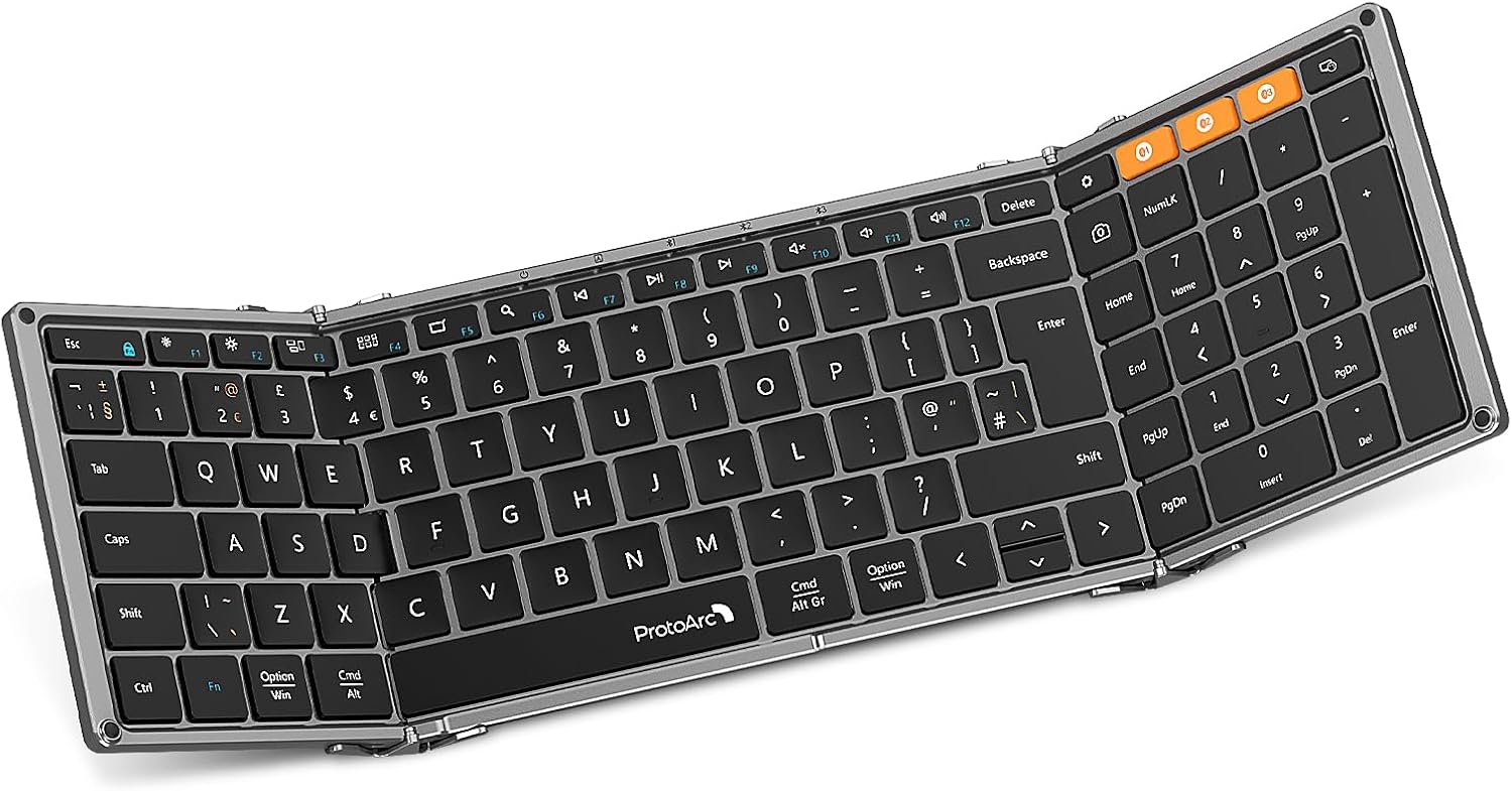 ProtoArc Foldable Bluetooth Keyboard Folding Keyboard with Number Pad | XK01 Ful...
