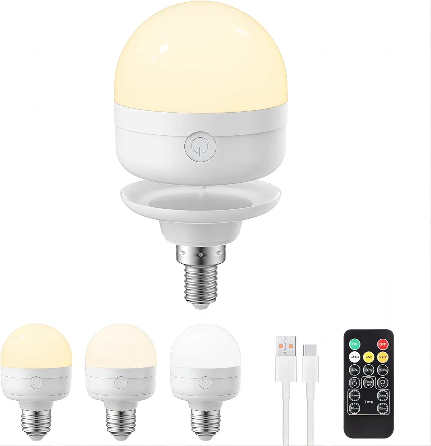 LGMCF USB Rechargeable Light Bulb, E14 Dimmable Light Bulb with Magnetic Base De...