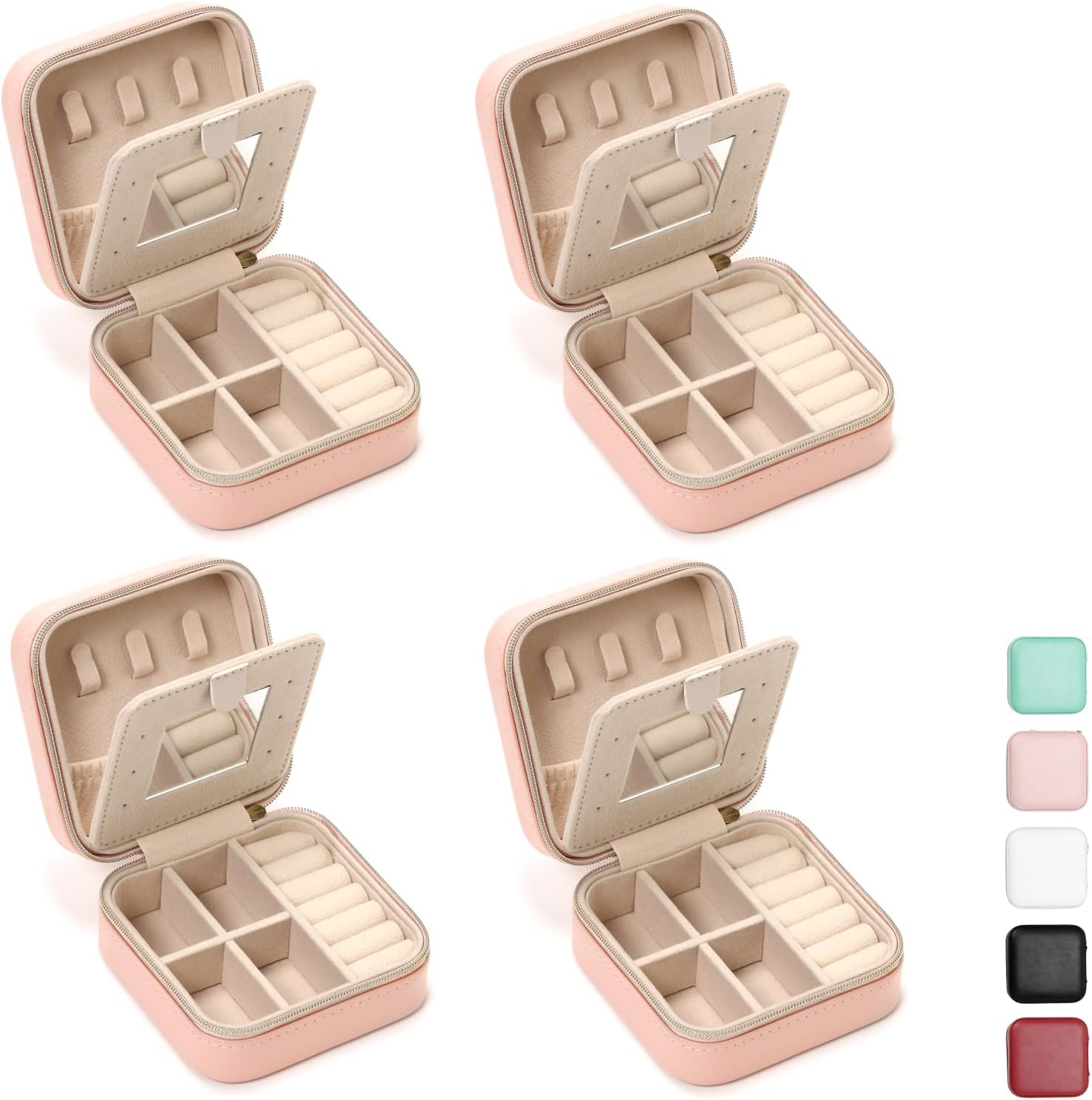 Jewelry Travel Case with Mirror,Small Travel Jewelry Organizer, Portable Jewelry...