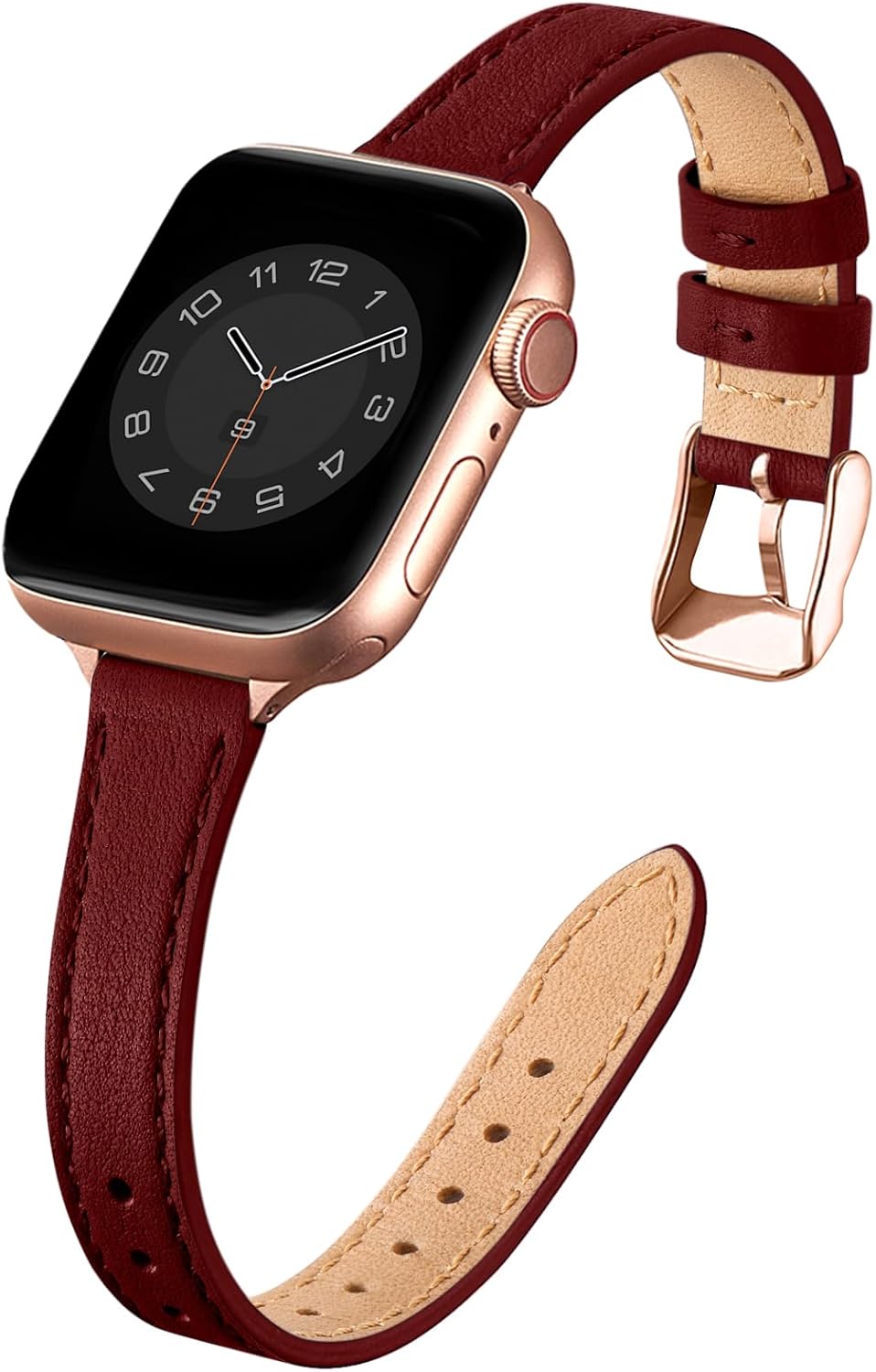 SUNFWR Compatible with Apple Watch Strap 42mm 44mm 45mm,Genuine Leather Strap Re...