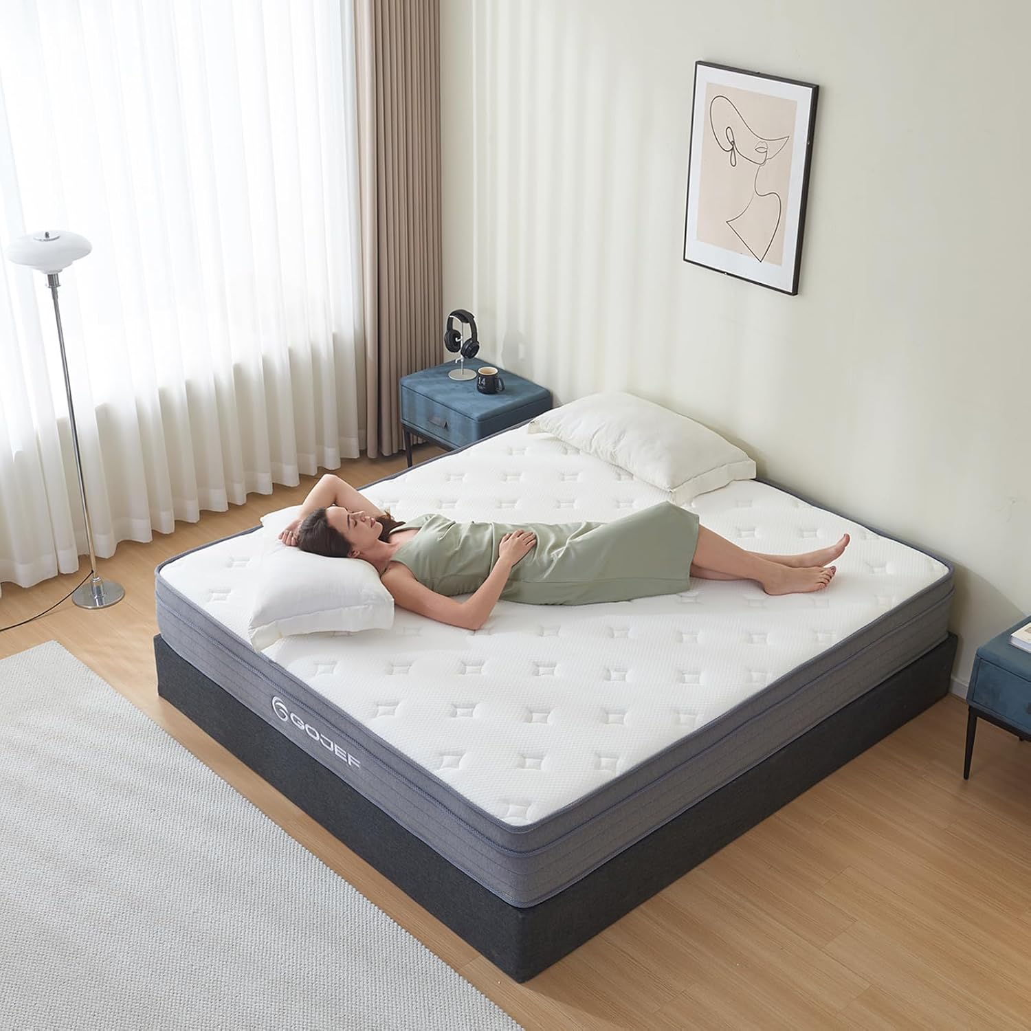 Full Size Mattress, 12 Inch Hybrid Mattress in a Box with Independent Spring, So...