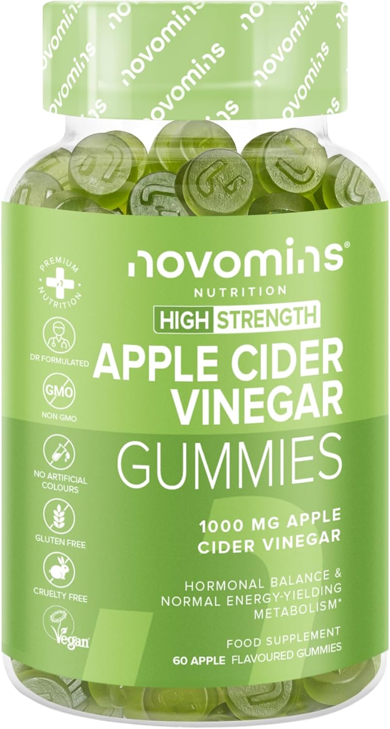 Novomins Apple Cider Vinegar Gummies - High Strength 1000mg ACV - Gluten-Free &...