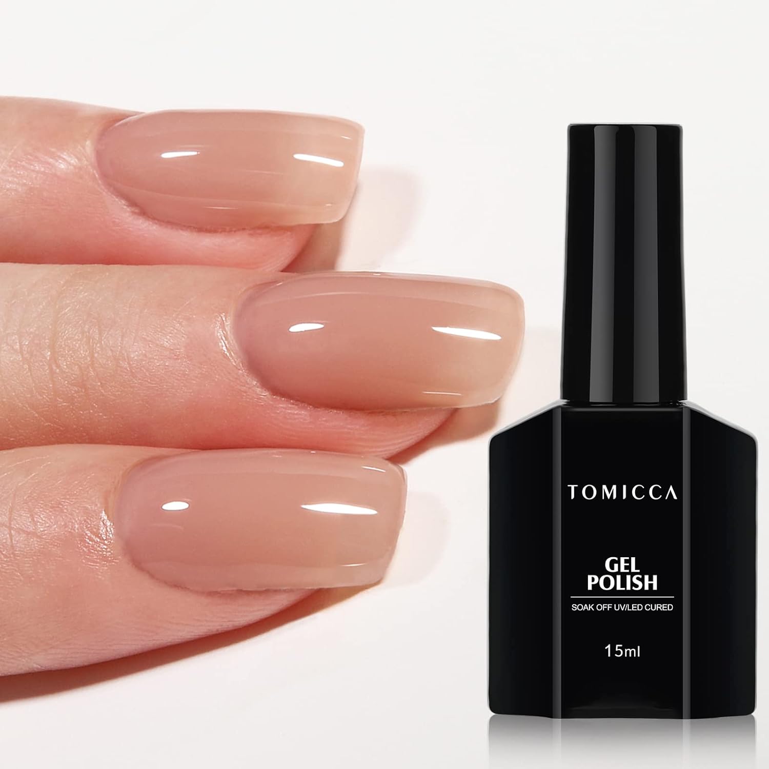 TOMICCA Gel Nail Polish -15ML Dark Nude Translucent Jelly Gel Nail Polish Soak O...