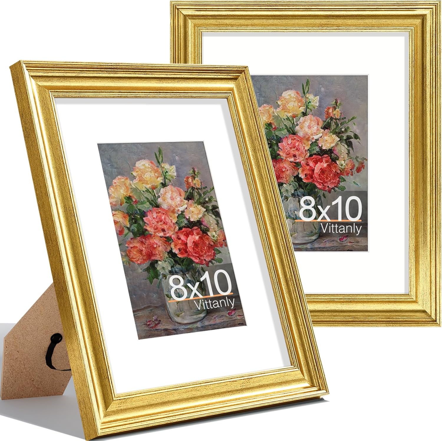 Vittanly 8x10 Picture Frames Set of 2, Ornate Vintage Photo Frame for Wall or Ta...