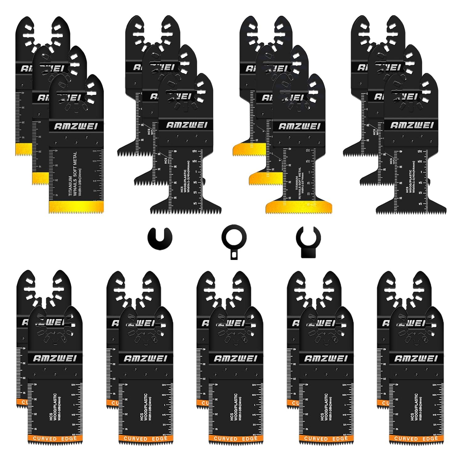 22PCS Oscillating Tool Blades, 5 Types Titanium & HCS Oscillating Saw Blades for...