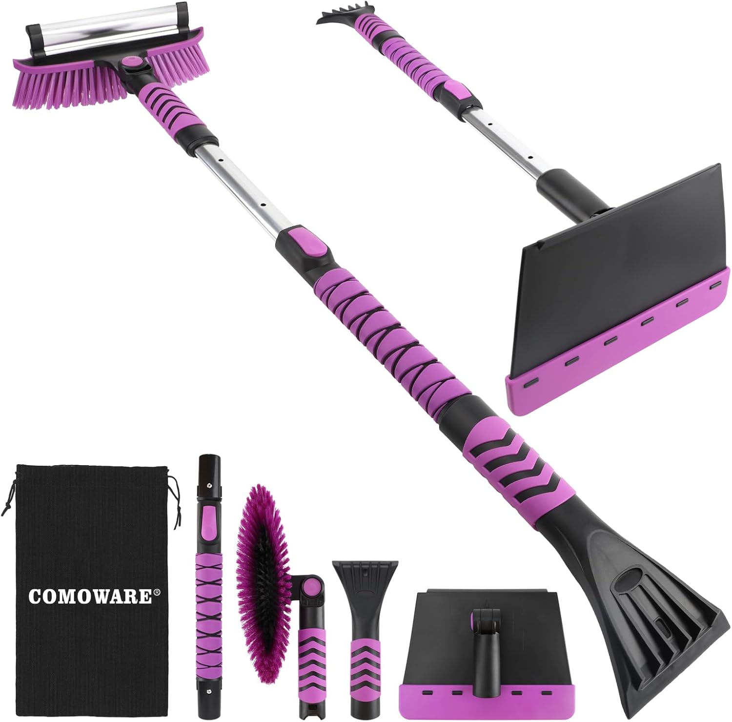 COMOWARE Snow Brush, Extendable Ice Scrapers for Car Windshield with 270° Pivoti...
