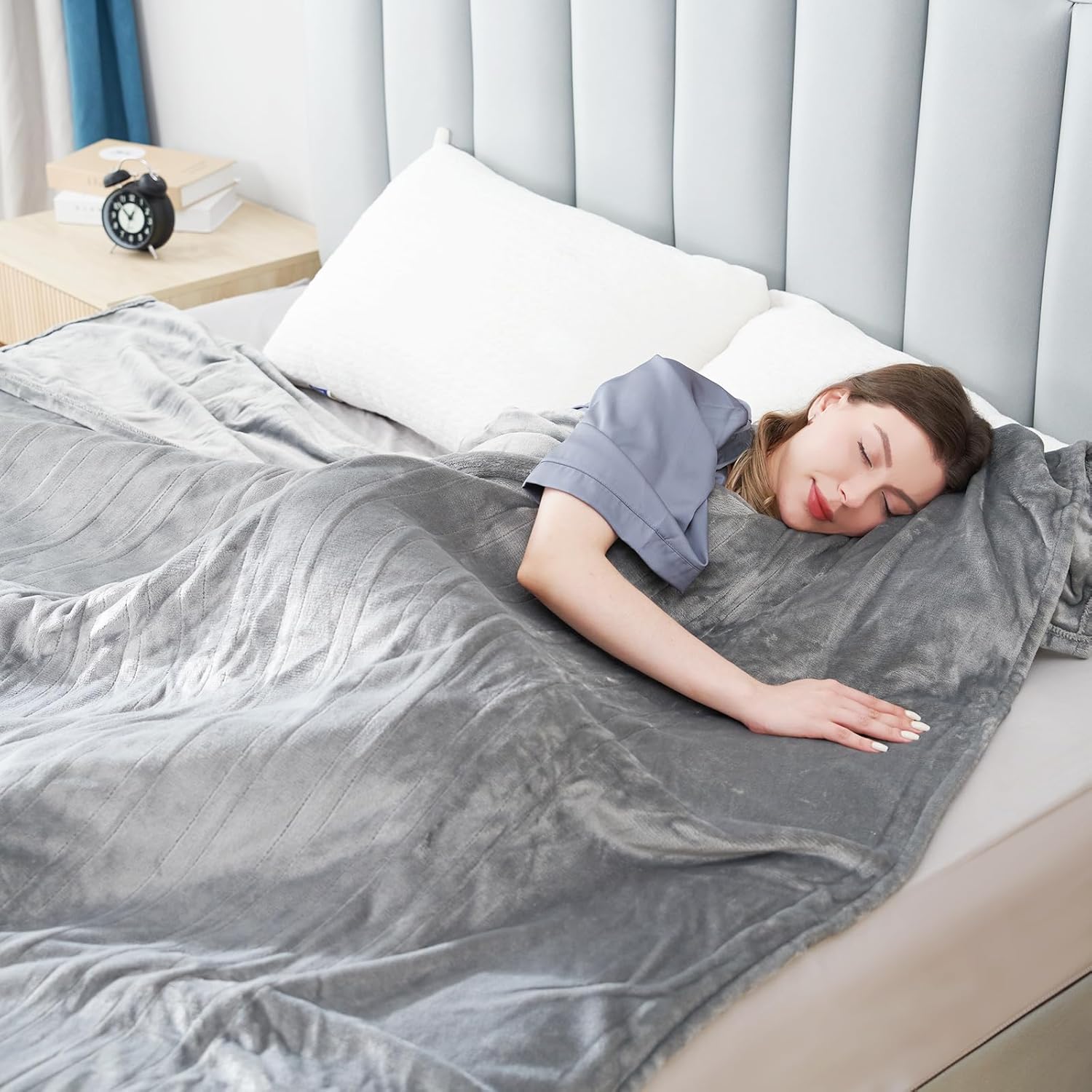 Electric Heated Blanket 62”x84” Flannel Twin Size with 6 Heating Settings 10 Hou...
