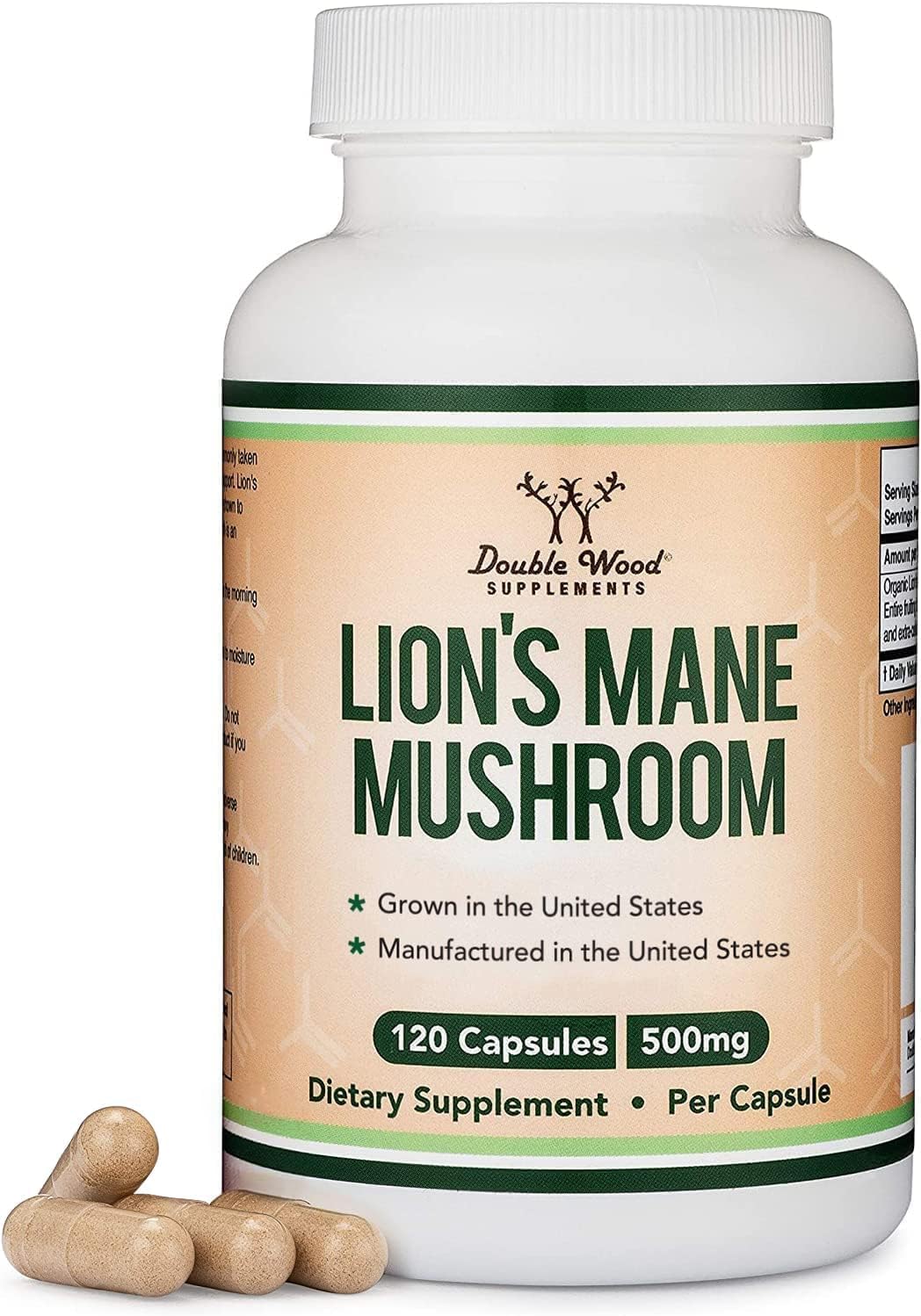 Lions Mane Supplement Mushroom Capsules (Two Month Supply - 120 Count) Lions Man...