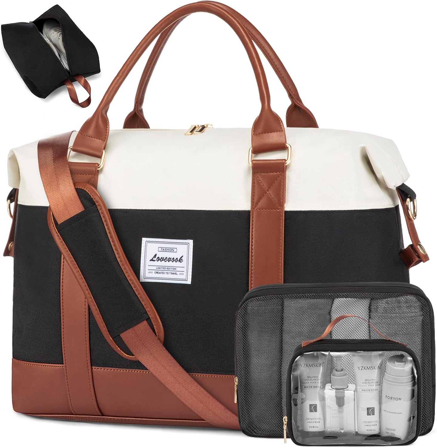 LOVEVOOK Travel Duffle Bag Women,Weekender Bag with Clear Toiletry Bag, Carry on...