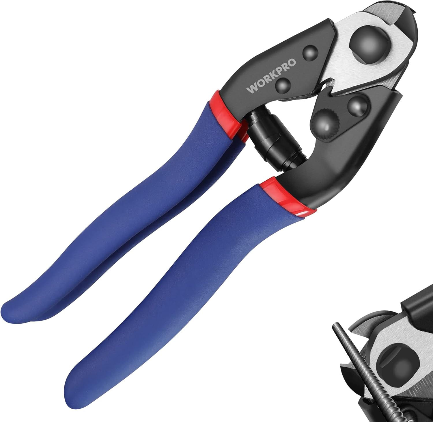 WORKPRO Wire Rope Cutter 190 mm, Wire Rope Scissors, Cr-V Steel Wire Cutters, Ca...