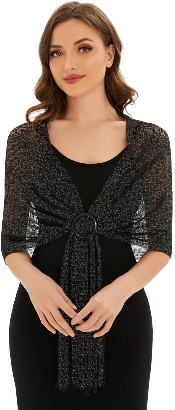 Sparkling Metallic Shawls and Wraps with Buckle,for Evening Dresses Party Weddin...