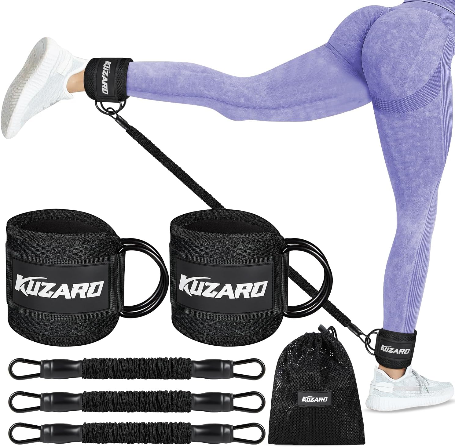 Resistance Bands Set with Ankle Straps, Glutes Workout Equipment, Ankle Weights...
