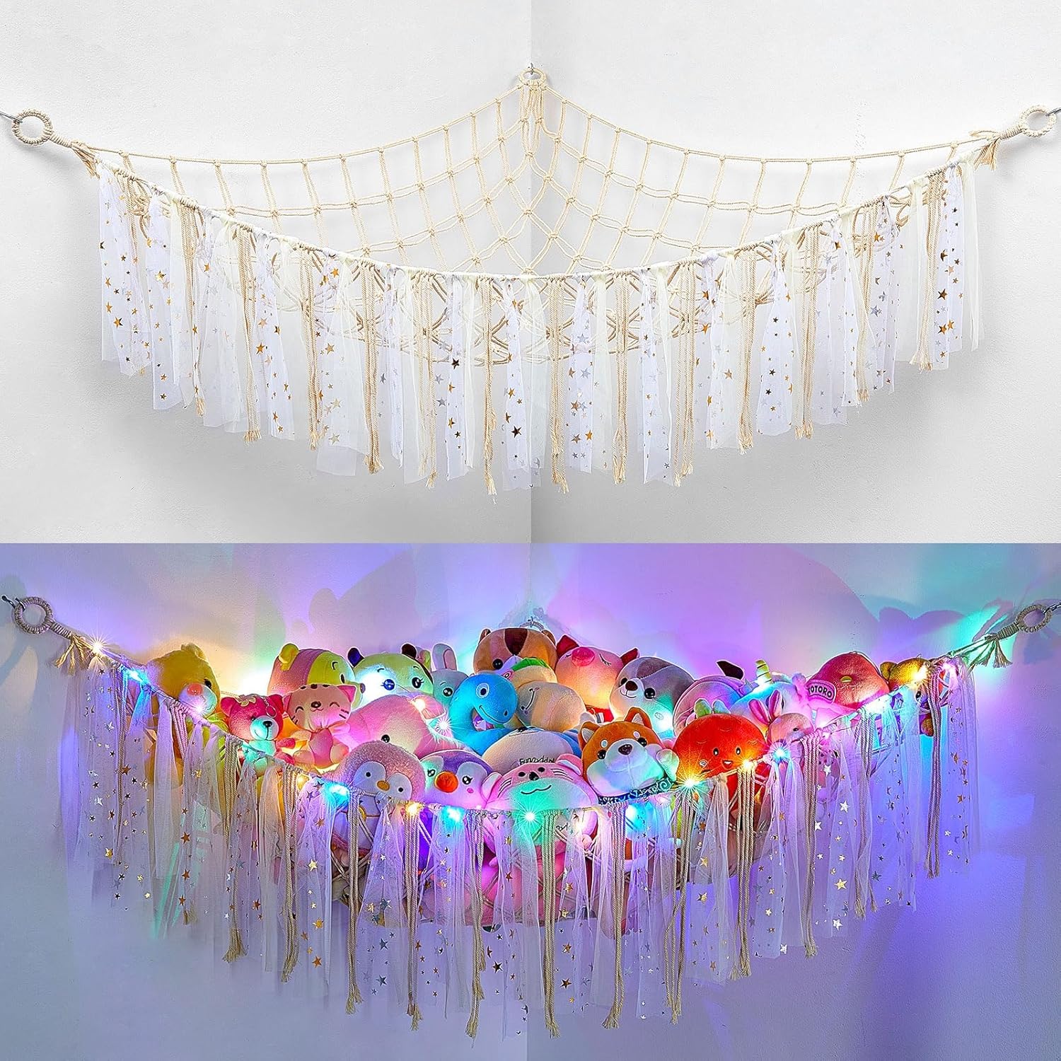 MHJY Toy Hammock Stuffed Animals Storage Net Soft Cuddly Toys Large Corner Hangi...