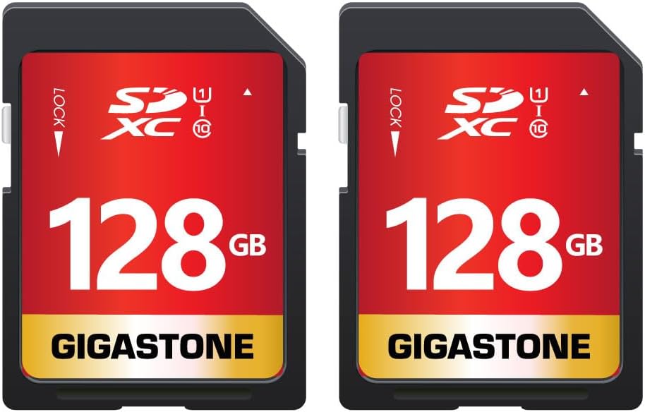 Gigastone 128GB 2-Pack SD Card UHS-I U1 Class 10 SDXC Memory Card Full HD Video...