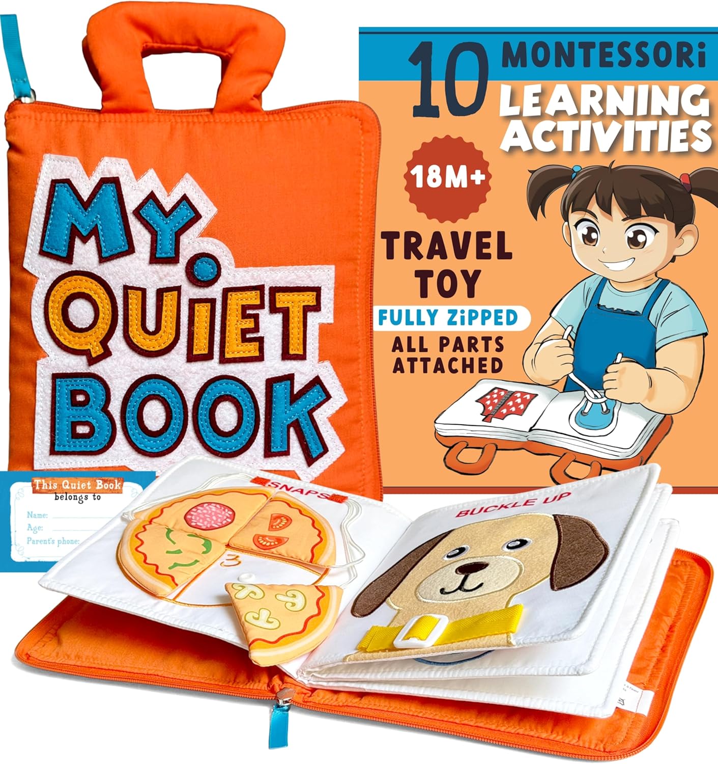 My Quiet Book - Plane Toys for Toddlers 1-3, Car Toys for Toddlers 1-3 with 10 M...