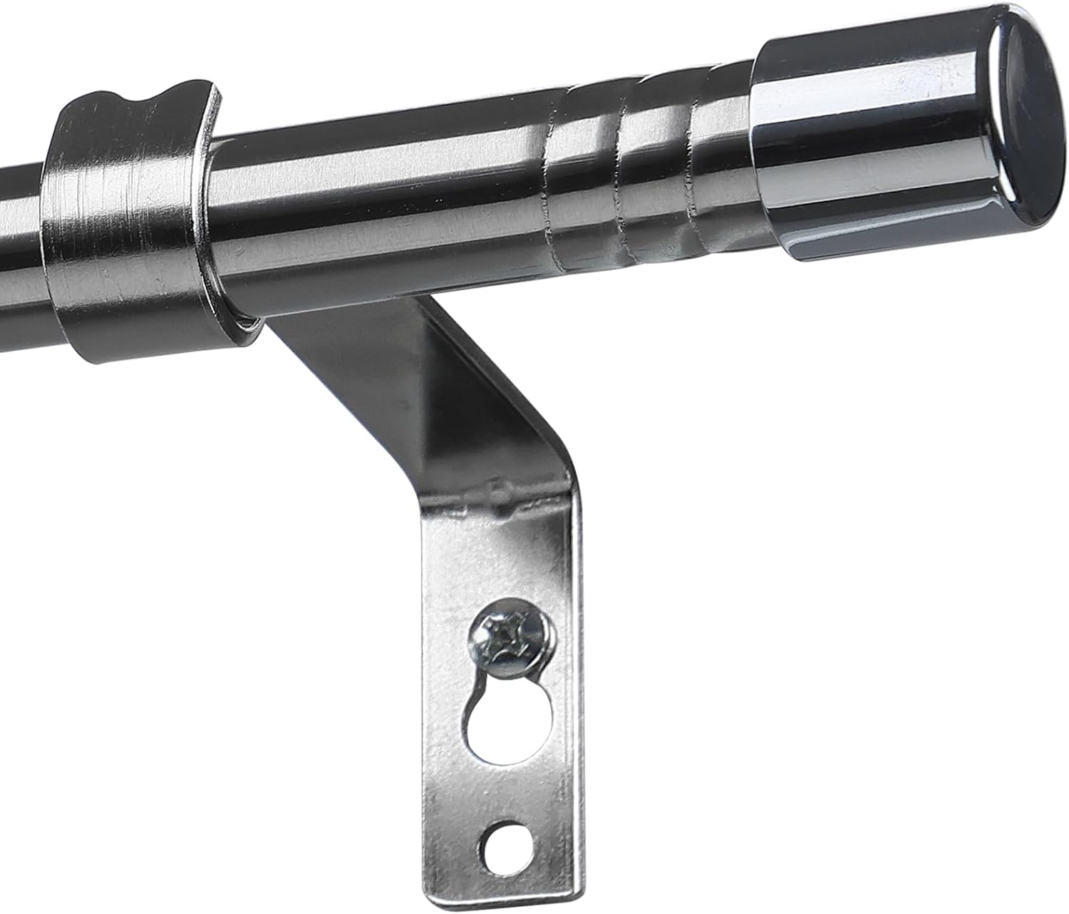 Curtain Poles for Window, Single Curtain Rod with Silver Finials 76 to 157 cm, A...