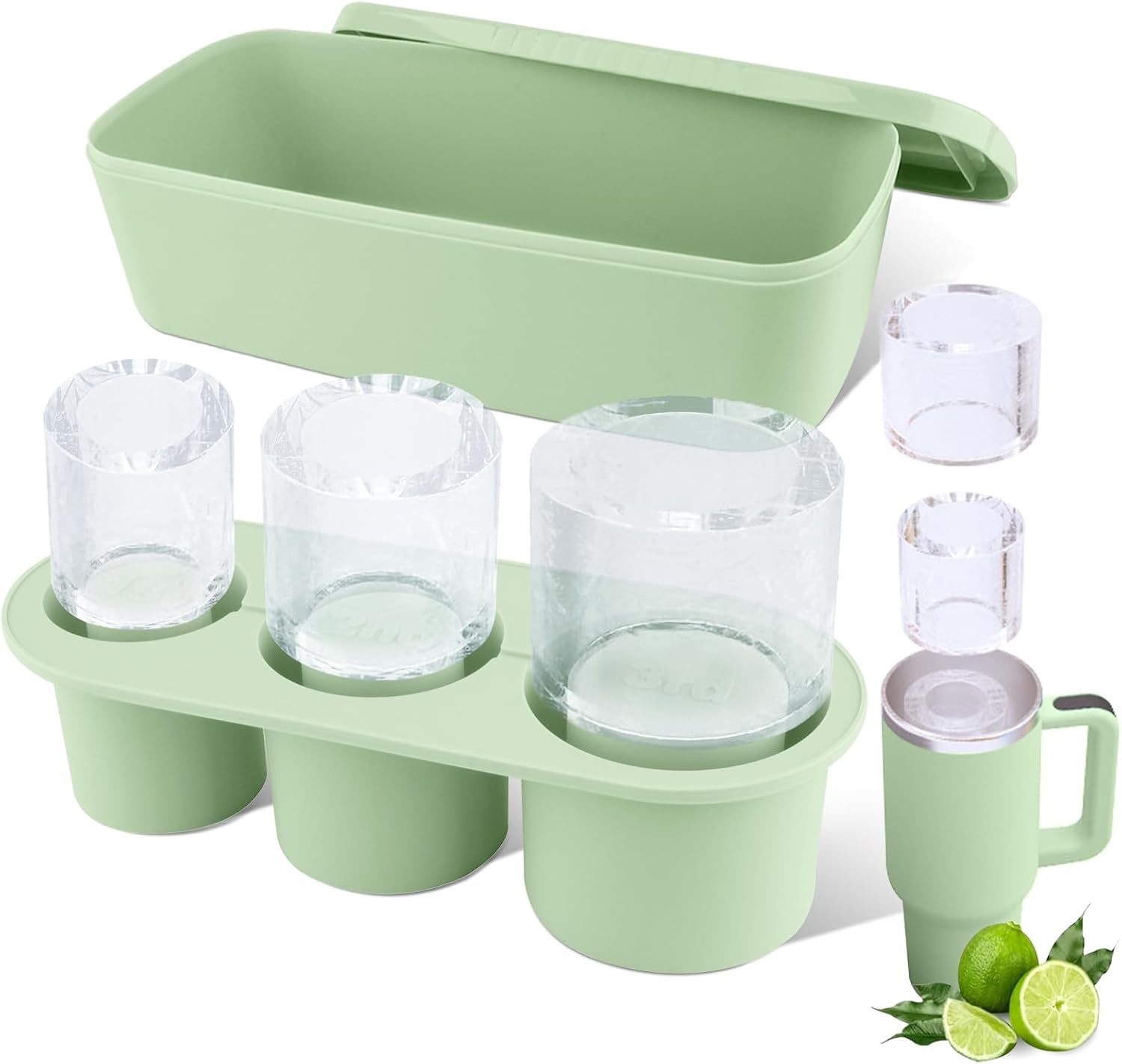 WUJUN Ice Cube Tray for Stanley Cup 30-40Oz Tumbler, Silicone Ice Cube Moulds wi...