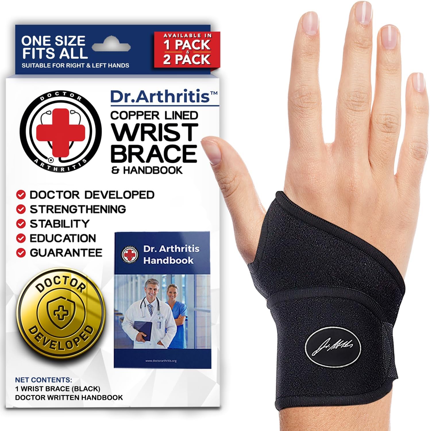Doctor Developed Wrist Brace - Wrist wrap for Carpal Tunnel Arthritis,Tendonitis...
