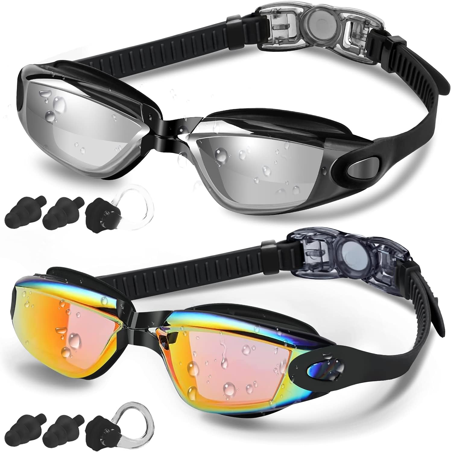 COOLOO Swimming Goggles, 2 Pack Swim Goggles for Adult Men Women Youth Kids 8+,...