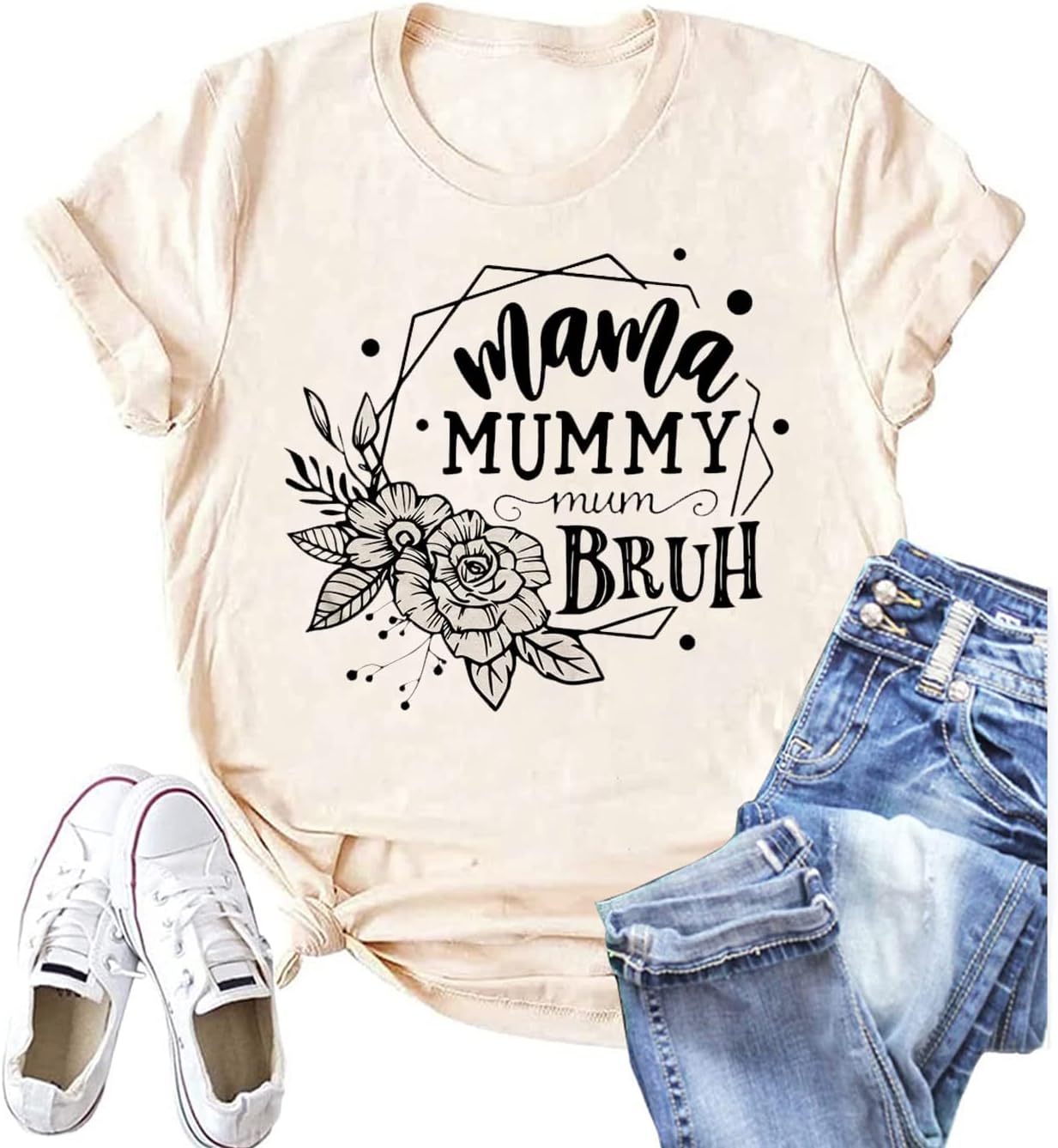 Mama Shirts for Women Mothers Day Mama Mommy Mom Bruh Graphic T Shirts Casual To...