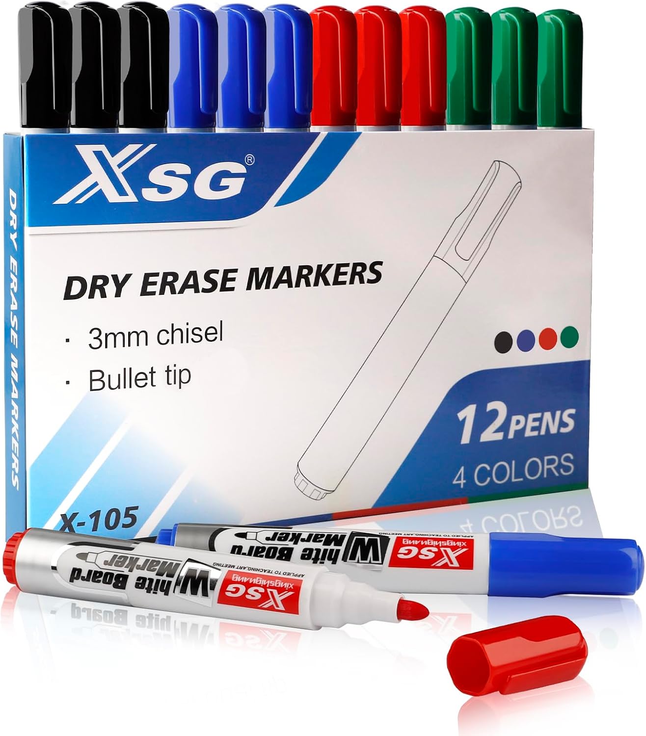 ABEIER XSG Whiteboard Pens Markers, 4 Assorted Colors Dry Erase Markers, Home Of...