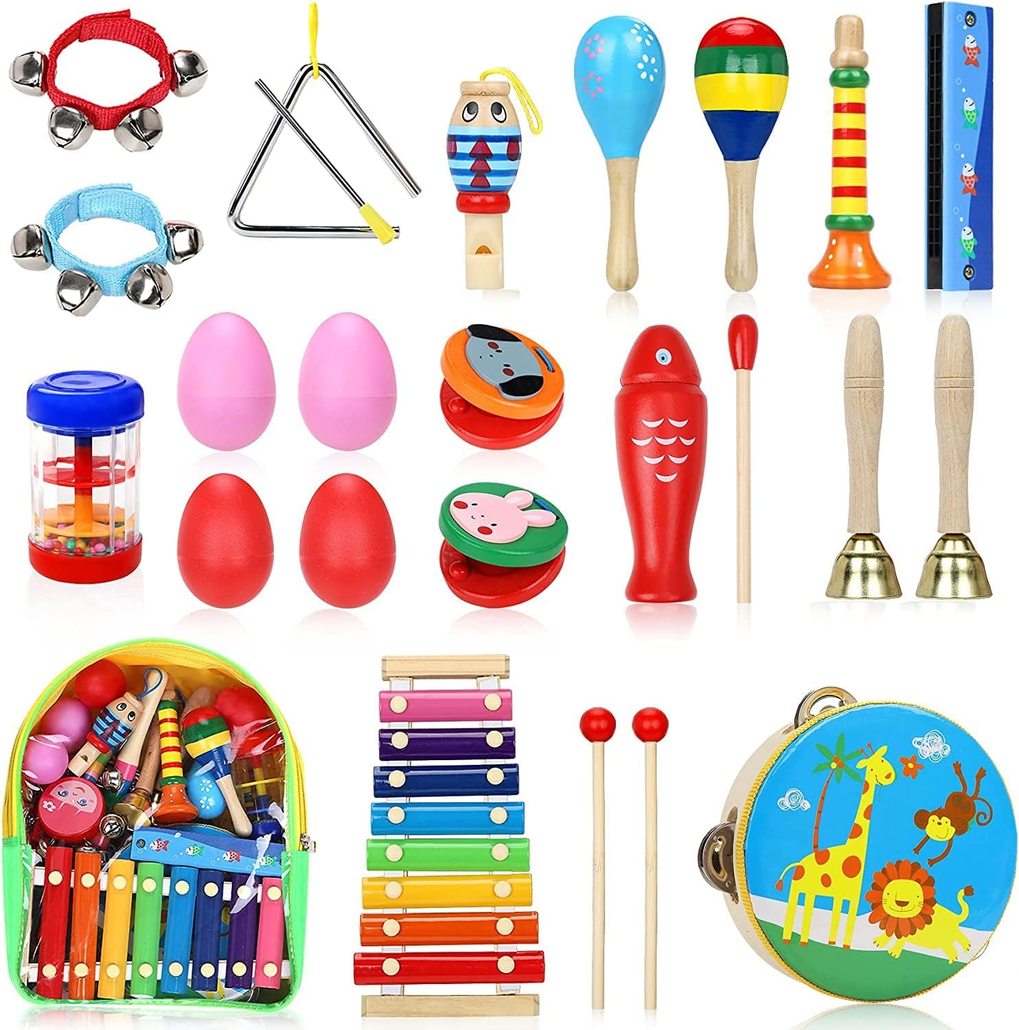Jojoin Toddler Musical Instruments, 25PCS Wooden Percussion Instruments Toys Set...