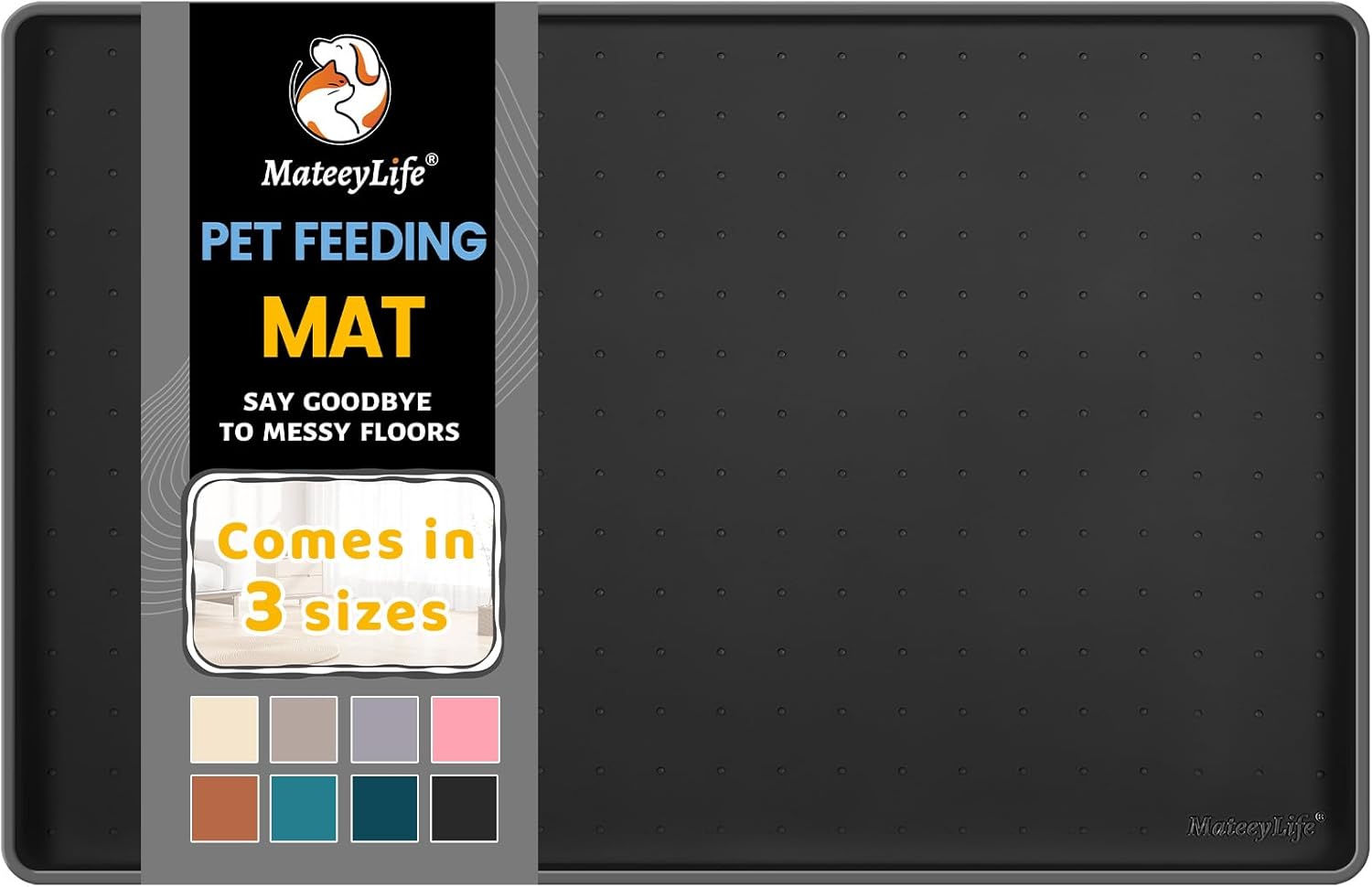 MateeyLife Silicone Cat & Dog Food Mat for Floors Waterproof, Anti-Slip Dog Bowl...