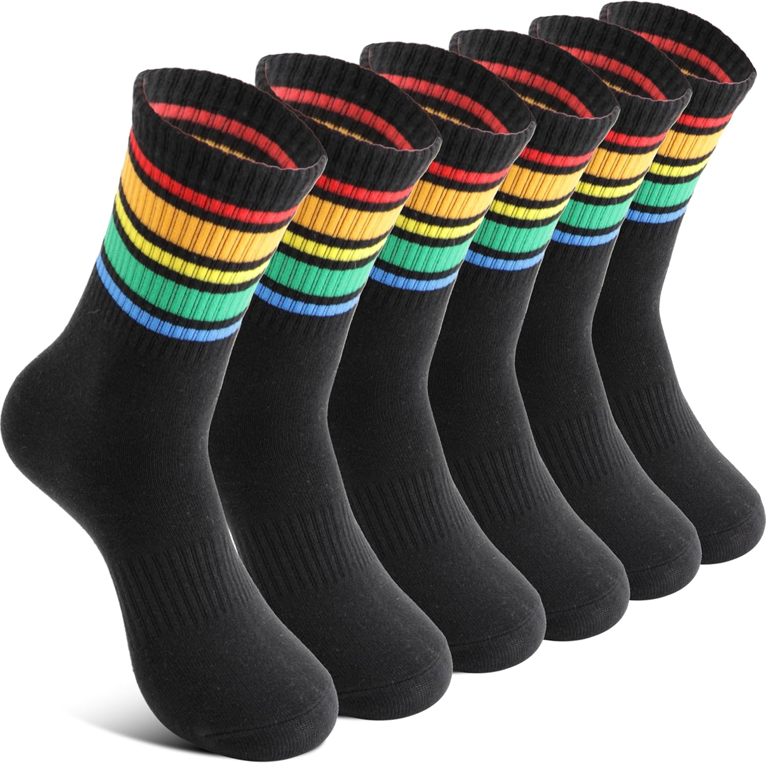 Welwoos 6 Pairs Kids Boys Socks Athletic Sport Trainer Crew Cotton Breathable So...